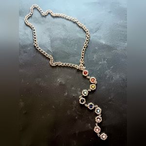 Handmade rainbow Y drop necklace